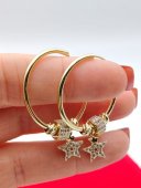 Cercei rotunzi 3 CM  Charm star placati cu aur