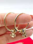 Cercei rotunzi 3 CM  Charm trifoi placati cu aur