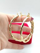 Cercei rotunzi Big Twist 7 cm placati cu aur 14k