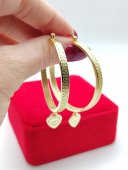 Cercei rotunzi heart 5 cm placati cu aur 14k