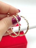 Cercei rotunzi rasuciti 3.5cm - placati cu aur 14k