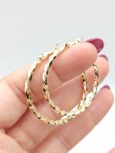 Cercei rotunzi rasuciti 3.5cm - placati cu aur 14k
