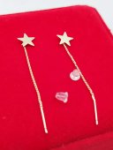 Cercei Star cu fir , placati cu aur 14k- 5 cm lungime
