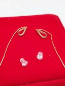Cercei Tear cu fir- placati cu aur 14k- 5 cm lungime