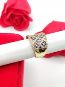 Inel Big Purple Rocks - placat cu aur 14k