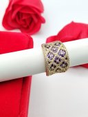Inel Big Purple Rocks - placat cu aur 14k