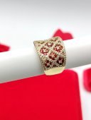 Inel Big Red Rocks - placat cu aur 14k