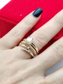 Inel dublu fix Cui placat cu aur 14k