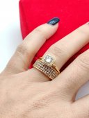 Inel dublu fix Luxe cu piatra alba placat cu aur 14k