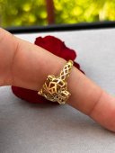 Inel reglabil pantera placat cu aur 14k