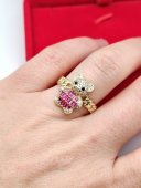 Inel Ursulet Pink-placat cu aur 14k