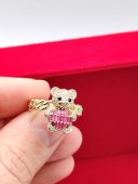 Inel Ursulet Pink-placat cu aur 14k