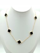 Lant Black Trifoi placat cu aur 14k