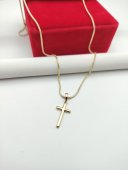 Lant cu cruce -60 cm- placat cu aur14k