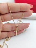 Lant cu cruce -60 cm- placat cu aur14k