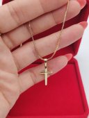 Lant cu cruce -placat cu aur 14k