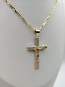 Lant cu cruce mare-placat cu aur 14k