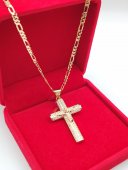 Lant cu cruce mare-placat cu aur 14k