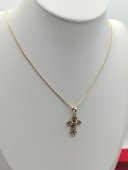 Lant cu cruce Pray-placat cu aur 14k