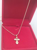 Lant cu cruce Pray-placat cu aur 14k