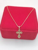 Lant cu cruce Pray-placat cu aur 14k