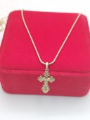 Lant cu cruce Pray2-placat cu aur 14k