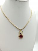 Lant cu pandantiv roz Ursulet-placat cu aur 14k