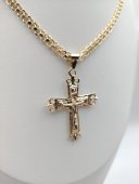Lant dantelat cu cruce God placat cu aur 14k