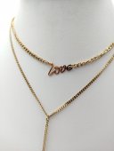 Lant dublu LOVE placat cu aur 18k