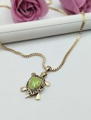 Lant Lucky Turtle placat cu aur 14k