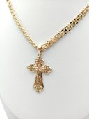 Lant unisex Cruce placat cu aur 14k