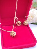 Set  Strugure bratara, cercei si lant - placat cu aur 14k