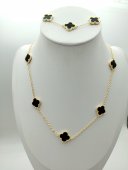 Set Black Trifoi lant si bratara-placat cu aur 14k