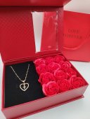 Set Cadou Dama Cross Heart - lant cu pandantiv & trandafiri