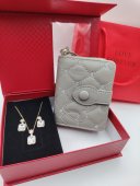 Set Cadou Dama Gold Diamond - Portofel gri perlat & Set Bijuterii