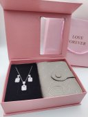 Set Cadou Dama Gold Diamond - Portofel gri perlat & Set Bijuterii