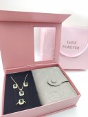 Set Cadou Dama Green Diamond-Portofel gri perlat & Set Bijuterii
