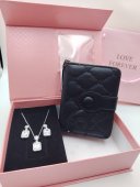 Set Cadou Dama Silver Diamond - Portofel negru & Set Bijuterii
