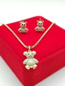 Set cu pandantiv Ursulet-placat cu aur 14k