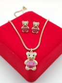 Set cu pandantiv Ursulet roz-placat cu aur 14k