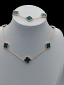 Set Green Trifoi complet, placat cu aur 14k
