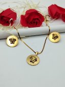 Set Medusa gravat 2,5 cm-lant si cercei -placat cu aur 18k