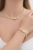 Set Monaco Cuban simple 6mm-placat cu aur 14k