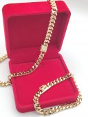 Set Monaco Cuban simple 8mm-placat cu aur 14k