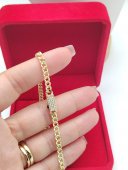 Set White Monaco din otel inoxidabil placat cu aur 14k- 4mm