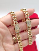 Set White Monaco din otel inoxidabil placat cu aur 14k- 8 mm